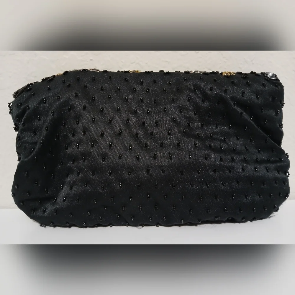 La Regale Ltd. Vintage Black‎ Beaded Clutch